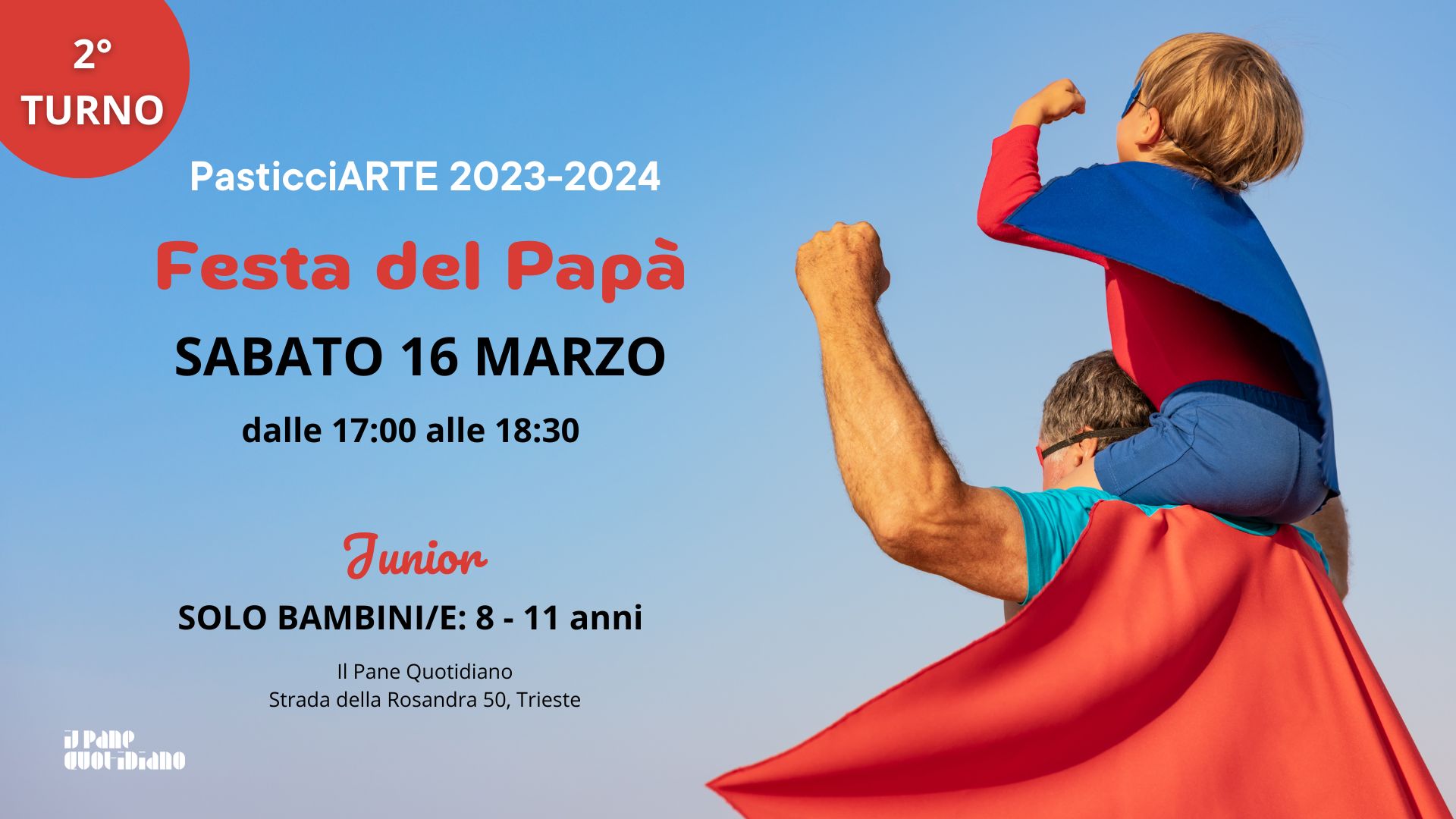 *SOLD OUT* CORSO PASTICCIARTE JUNIOR -  FESTA DEL PAPA' 2 turno